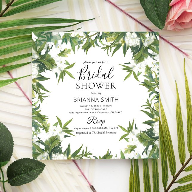 Greenery Foliage Leaves Bridal Shower Invitation (Creator Uploaded)