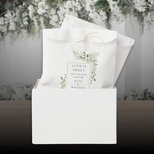 Greenery Foliage Love Is Sweet Wedding Favour Bags (Greenery Foliage Love Is Sweet Wedding Favor Bag)