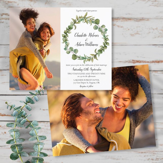 Greenery Foliage Photo Budget Wedding Invitation (Creator Uploaded)