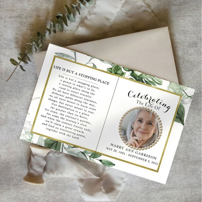 Greenery Foliage Photo Celebration of Life Program (Creator Uploaded)