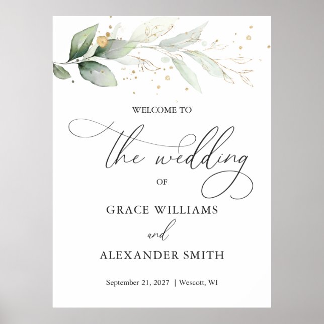 Greenery Foliage Rehearsal Dinner Welcome Sign (Front)
