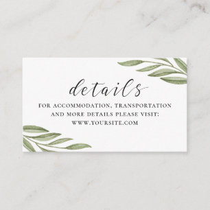 Greenery foliage script wedding details + QR code Enclosure Card