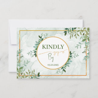Greenery foliage Two meal choice  RSVP card 