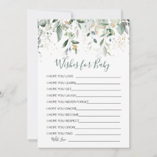 Greenery foliage Wishes for Baby Shower Game Invit Invitation