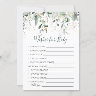 Greenery foliage Wishes for Baby Shower Game Invit Invitation