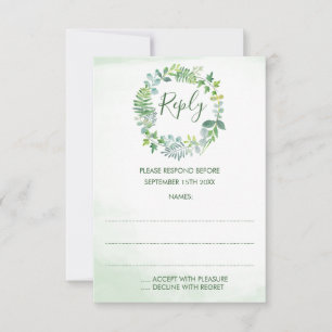 Greenery Foliage Wreath Reply Cards