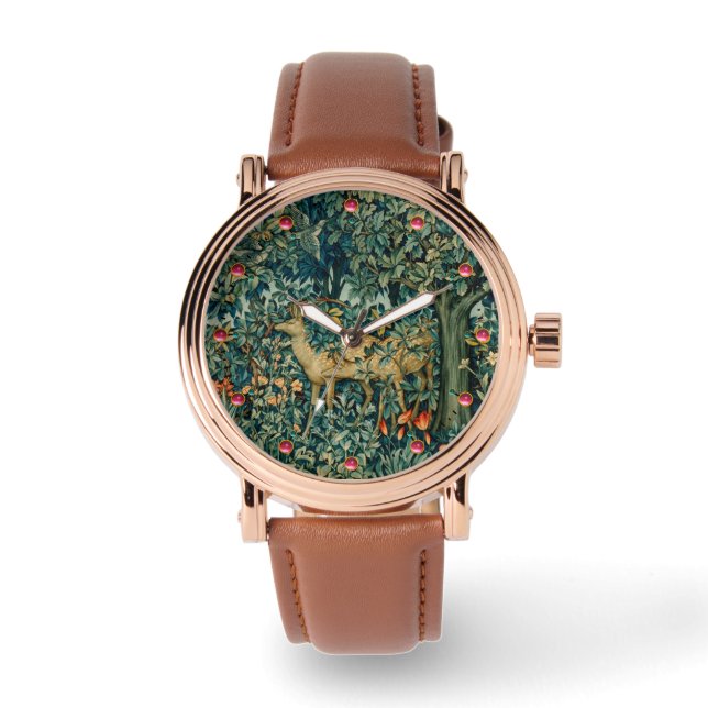 GREENERY,FOREST ANIMALS, DOES ,BIRDS Floral  Watch (Front)