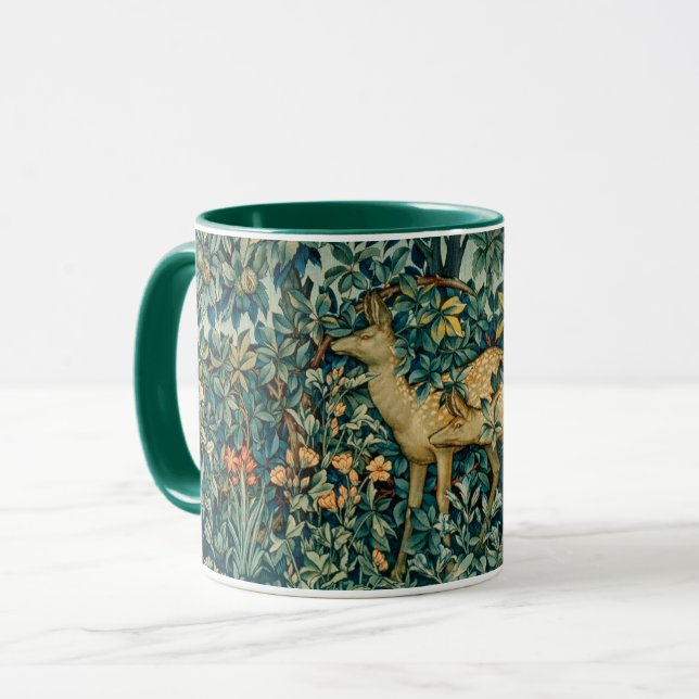 GREENERY,FOREST ANIMALS DOES Floral Christmas Mug (Front Left)