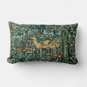 GREENERY,FOREST ANIMALS DOES Floral Tapestry Throw Lumbar Cushion