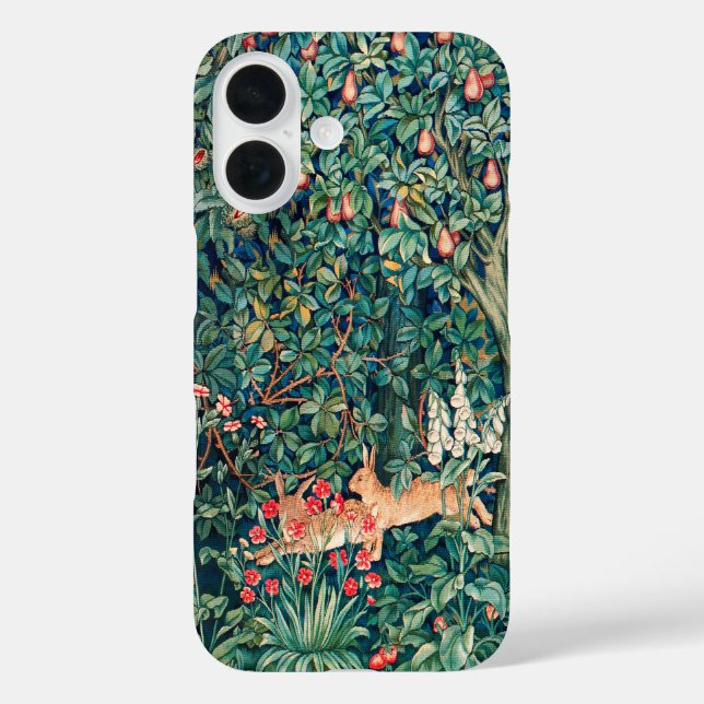 GREENERY,FOREST ANIMALS Hares,Green Floral Case-Mate iPhone Case (Back)