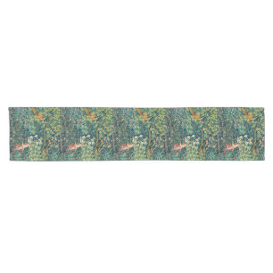 GREENERY FOREST ANIMALS Hares,Pheasant,Floral  Short Table Runner