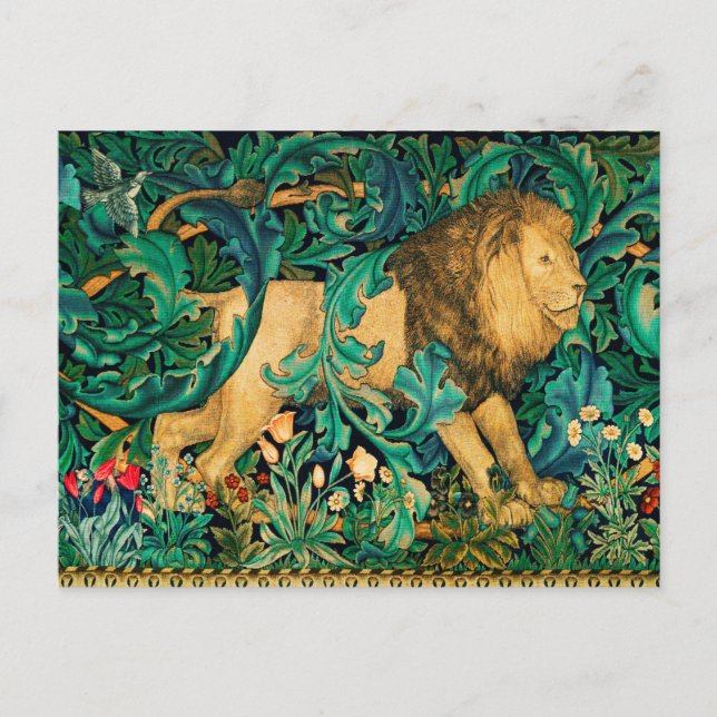 GREENERY,FOREST ANIMALS LION Floral  Postcard (Front)