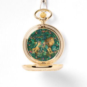 GREENERY,FOREST ANIMALS  LION Floral  Watch