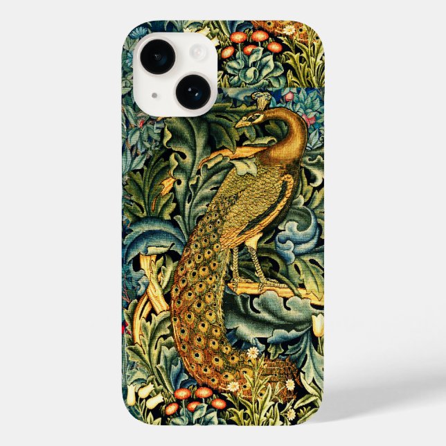 GREENERY, FOREST ANIMALS,PEACOCK IN GREEN FLORAL  Case-Mate iPhone CASE (Back)