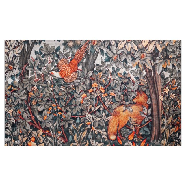 GREENERY,FOREST ANIMALS Pheasant ,Red Fox,Floral Fabric (Yard)