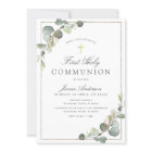 greenery frame first holy communion invitation