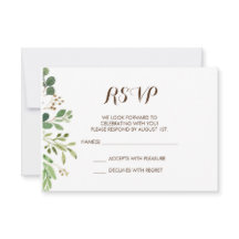 Greenery Frame Greens Wedding Invitation RSVP Card