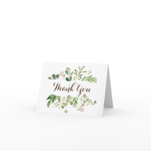 Greenery Frame Greens Wedding Thank You Card