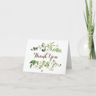 Greenery Frame Greens Wedding Thank You Card