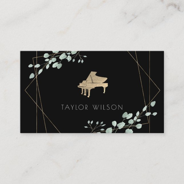 greenery frame piano business card (Front)