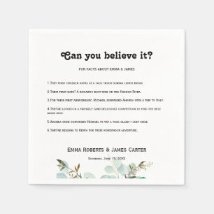 Greenery Fun Facts Modern Wedding Napkins