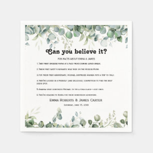 Greenery Fun Facts Modern Wedding Napkins
