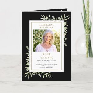 Greenery Funeral Memorial Order Of Service Folded Programme