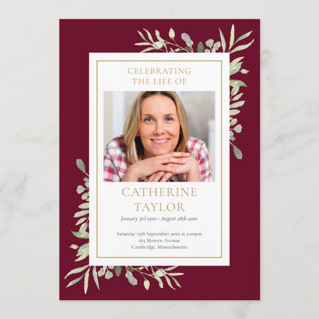 Greenery Funeral Memorial Order Of Service Program Programme (Front)