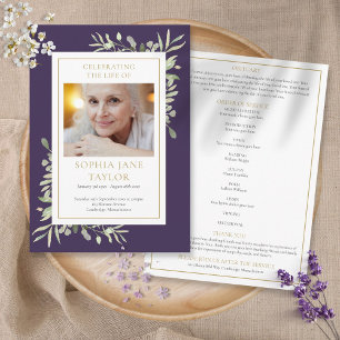 Greenery Funeral Memorial Order Of Service Program Programme