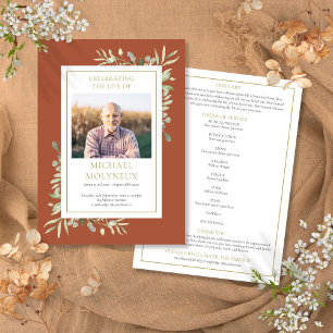 Greenery Funeral Memorial Order Of Service Program Programme