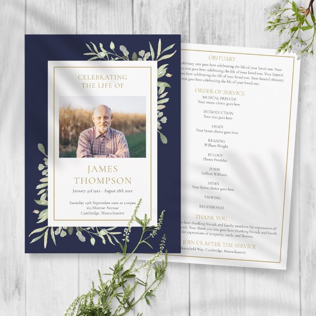 Greenery Funeral Memorial Order Of Service Program Programme (Creator Uploaded)
