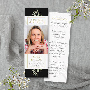 Greenery Funeral Memorial Poem Photo Bookmark Card