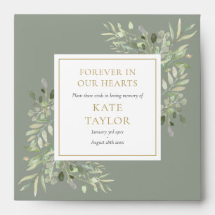 Greenery Funeral Memorial Seed Packet Envelope