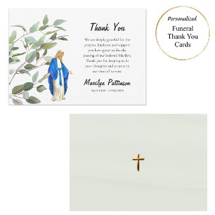 Greenery Funeral Virgin Mary Catholic  Thank You Card