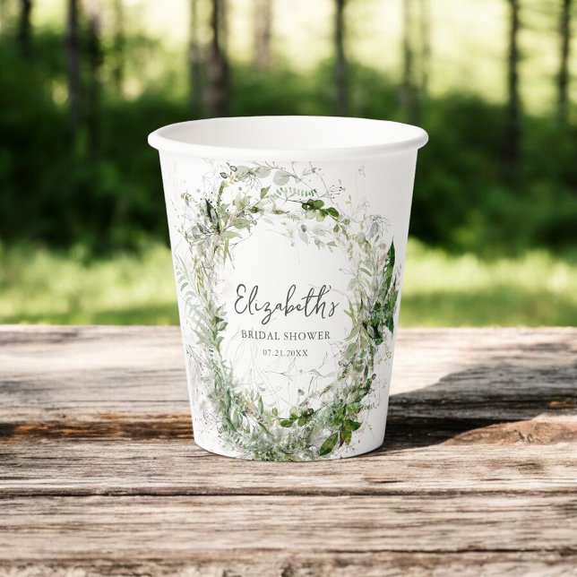 Greenery Garden Bridal Shower Paper Cups (Creator Uploaded)