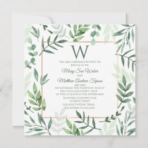 Greenery Garden Initial Wedding Invitation