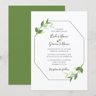 Greenery Garden Leaves Frame Wedding Invitations