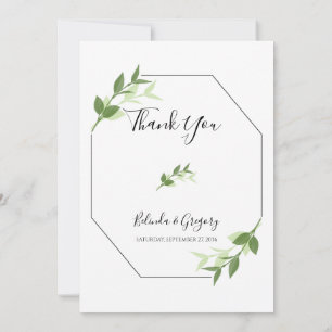 Greenery Garden Leaves Frame Wedding Thank You Card