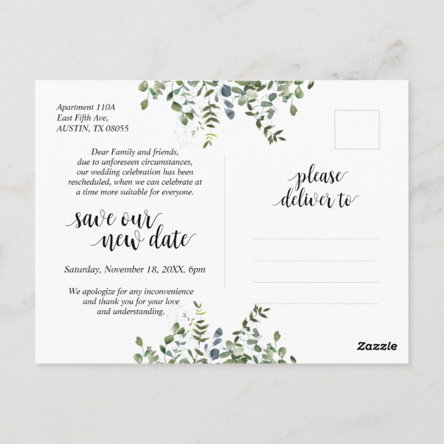 Greenery Garden, Love is Patient, Postponed Postcard (Back)