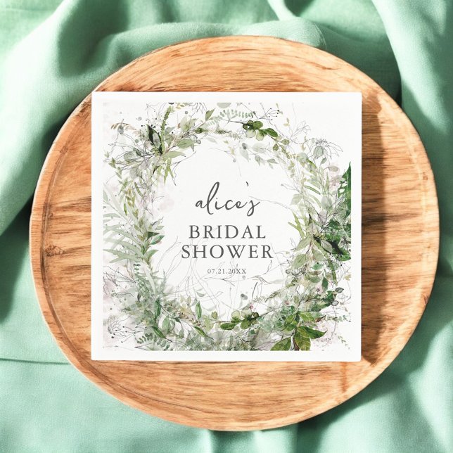 Greenery Garden Script Bridal Shower Napkin (Creator Uploaded)