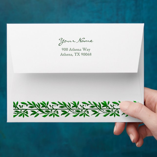 Greenery Garland Editable Return Address  Envelope (Hand)