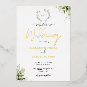 Greenery Garland Monogram Wedding Gold