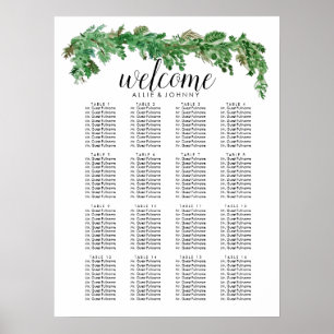 Greenery Garland Seating Chart Wedding Sign