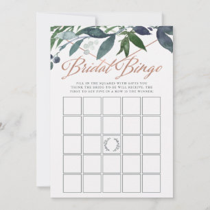 Greenery Geo Bridal Shower Bingo Game Card