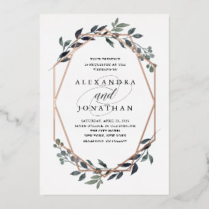 Greenery Geo White Rose Gold Wedding