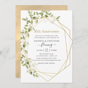 Greenery Geometric 50th Wedding Anniversary Invitation