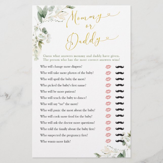 Greenery Geometric Baby in Bloom Mummy or Daddy (Front)