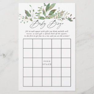 Greenery Geometric Baby Shower Baby Bingo