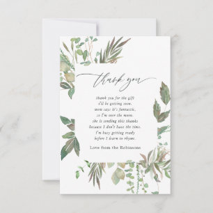 Greenery Geometric Baby Shower Thank You Card