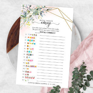 Greenery Geometric Bridal Shower Emoji Pictionary Flyer